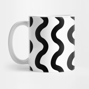 Black vertical wavy curly lines pattern Mug